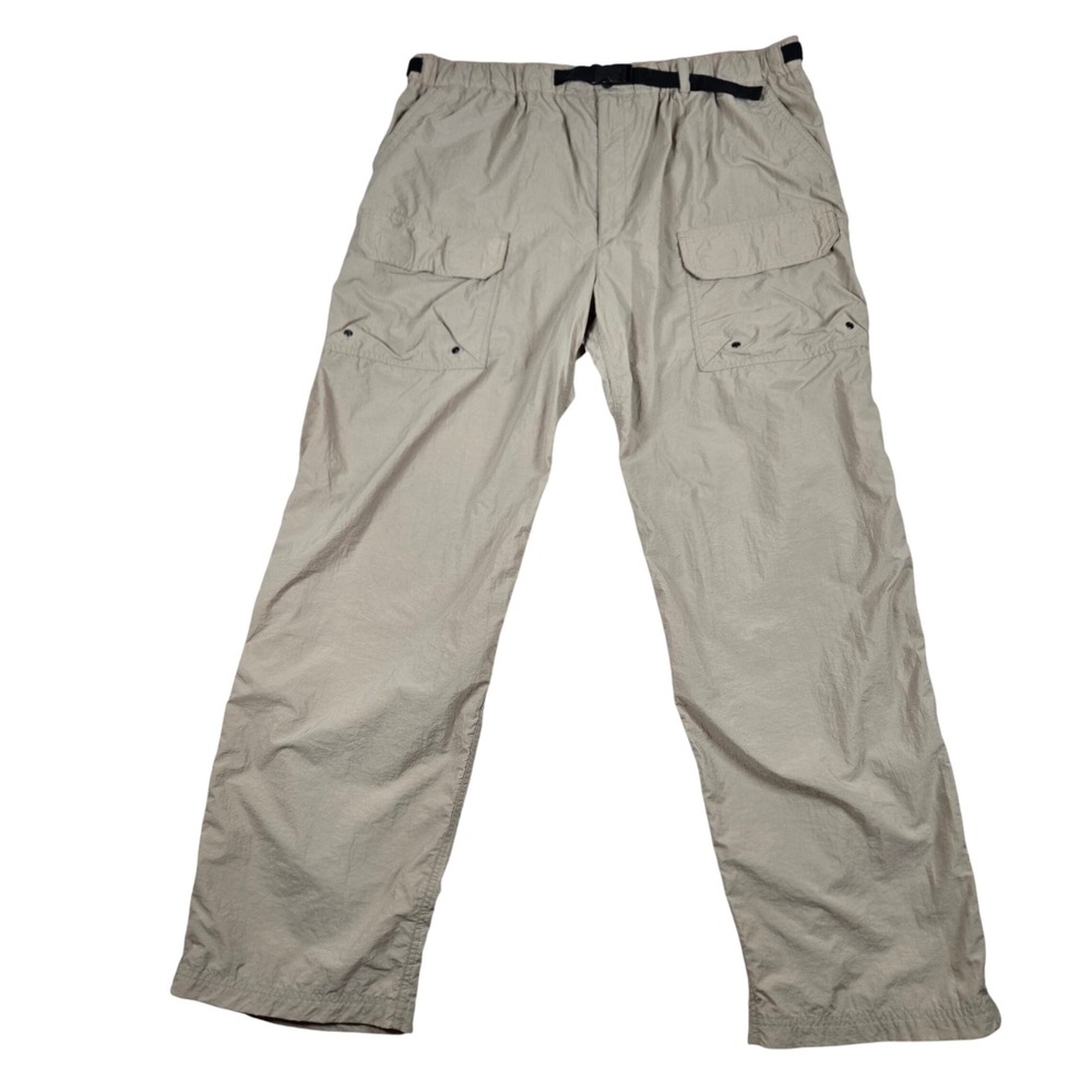 REI Mens XXL Cargo Hiking Pants Tan Khaki Nylon Belted Outdoor Trousers